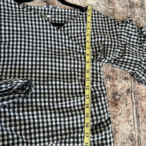 Lioness Women Esmeralda Wrap Top Gingham Black White Check Front Tie XS Stylish - Picture 13 of 15